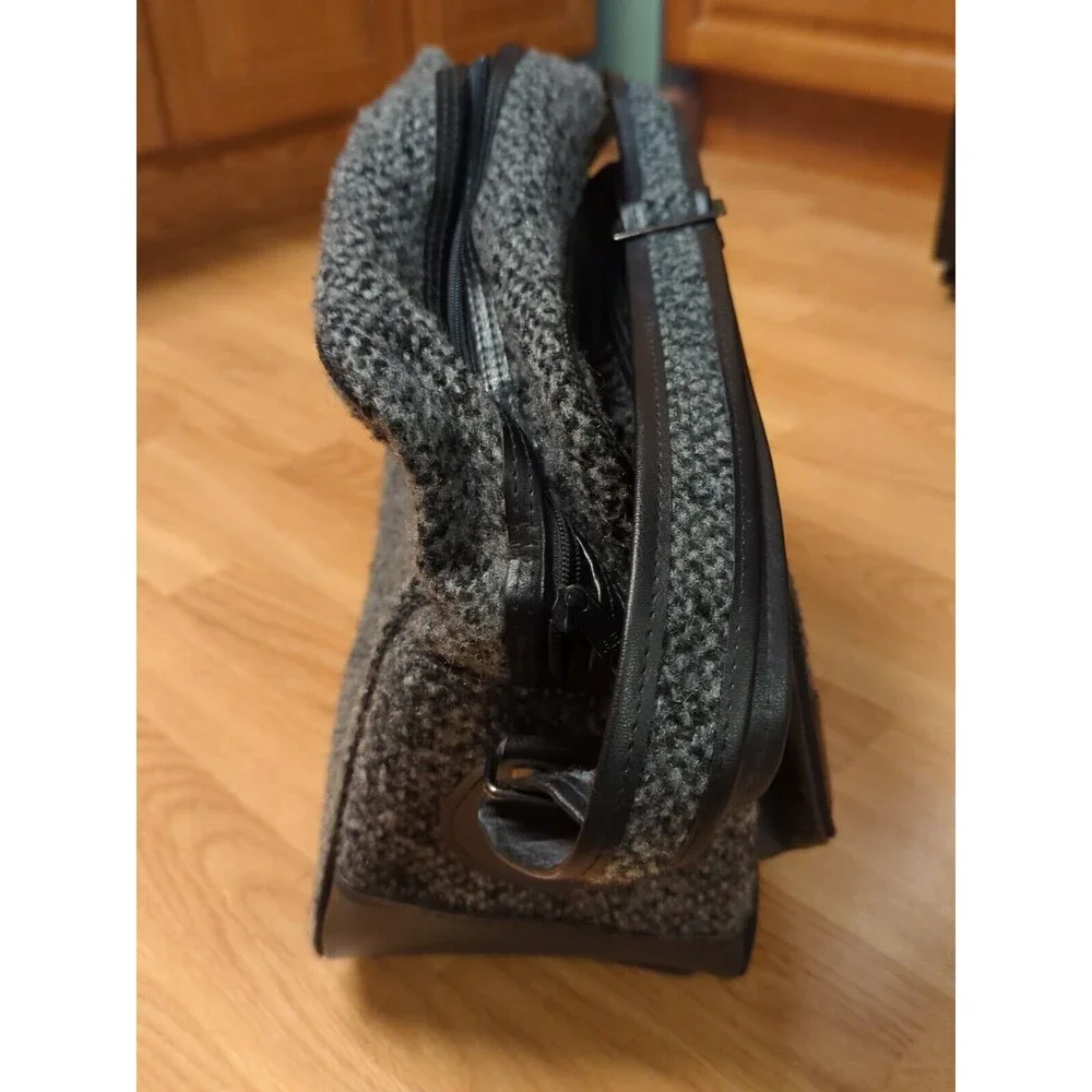 Pierre Cardin Carry On Shoulder Overnight Bag Black Gray Tweed Strap Vintage